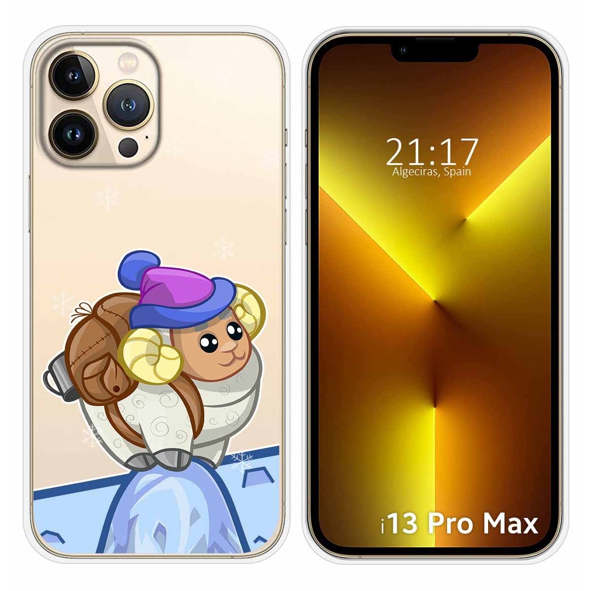 Funda Silicona Transparente compatible con iPhone 13 Pro Max (6.7) diseño Cabra Dibujos