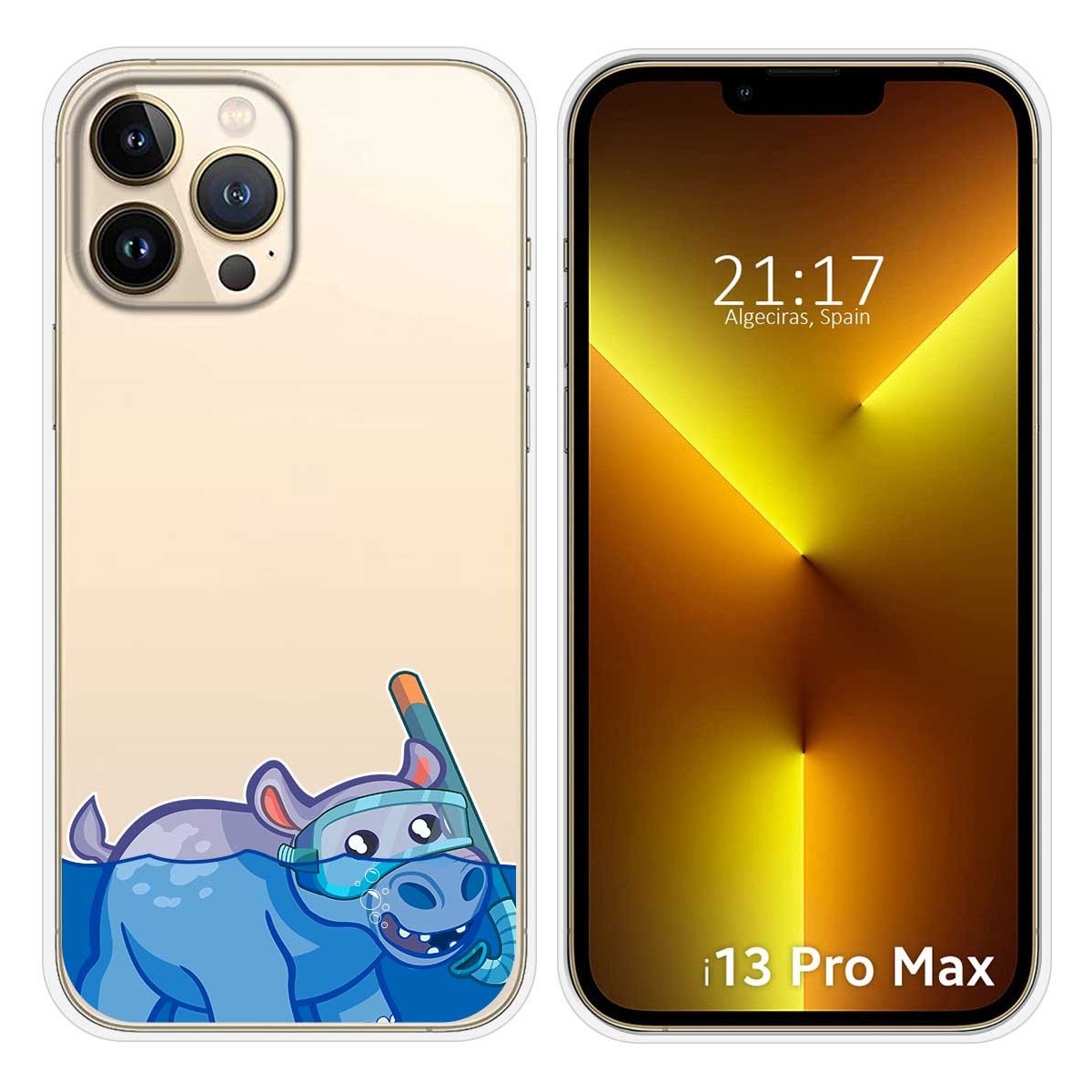 Funda Silicona Transparente compatible con iPhone 13 Pro Max (6.7) diseño Hipo Dibujos