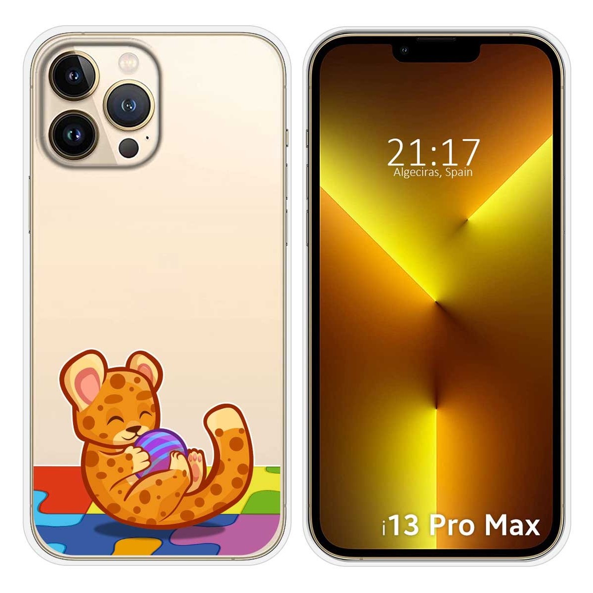 Funda Silicona Transparente compatible con iPhone 13 Pro Max (6.7) diseño Leopardo Dibujos