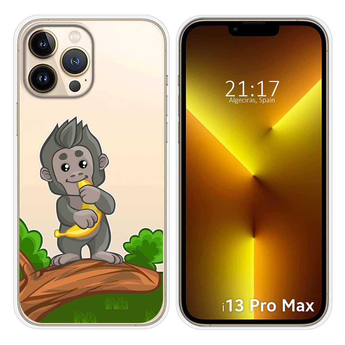 Funda Silicona Transparente compatible con iPhone 13 Pro Max (6.7) diseño Mono Dibujos