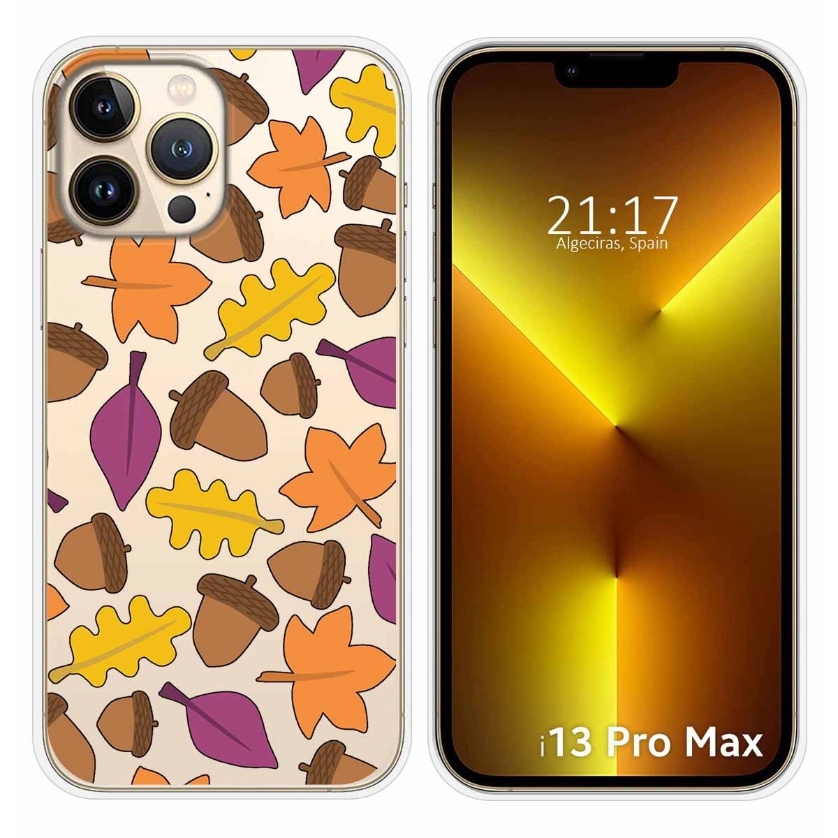 Funda Silicona Transparente compatible con iPhone 13 Pro Max (6.7) diseño Otoño Dibujos
