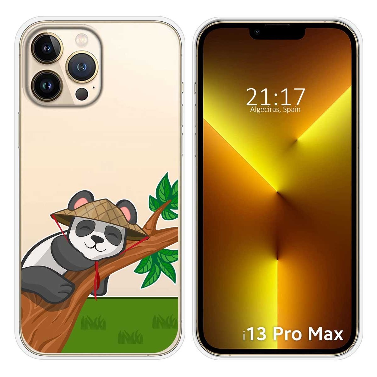 Funda Silicona Transparente compatible con iPhone 13 Pro Max (6.7) diseño Panda Dibujos