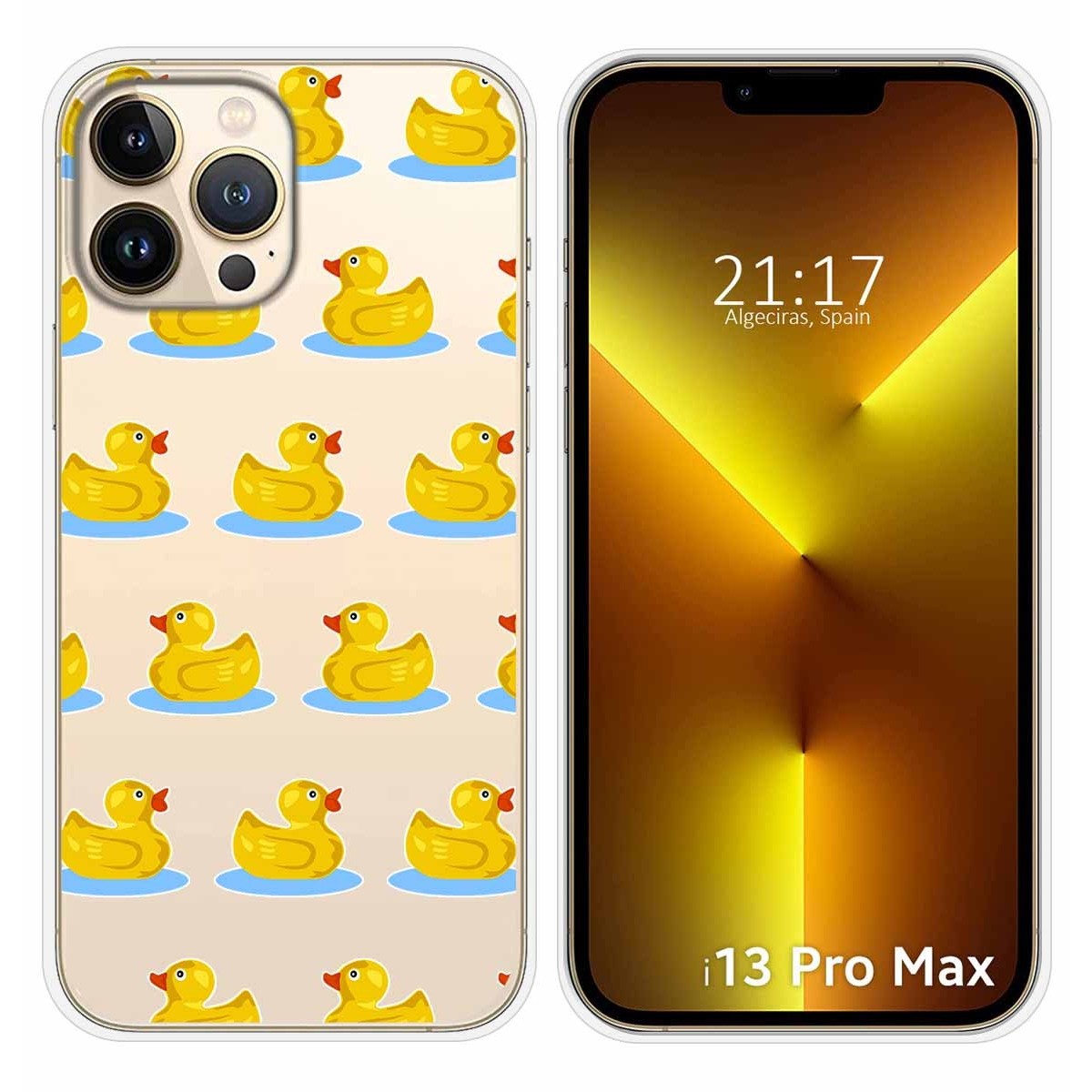 Funda Silicona Transparente compatible con iPhone 13 Pro Max (6.7) diseño Pato Dibujos