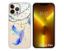 Funda Silicona Transparente compatible con iPhone 13 Pro Max (6.7) diseño Plumas Dibujos