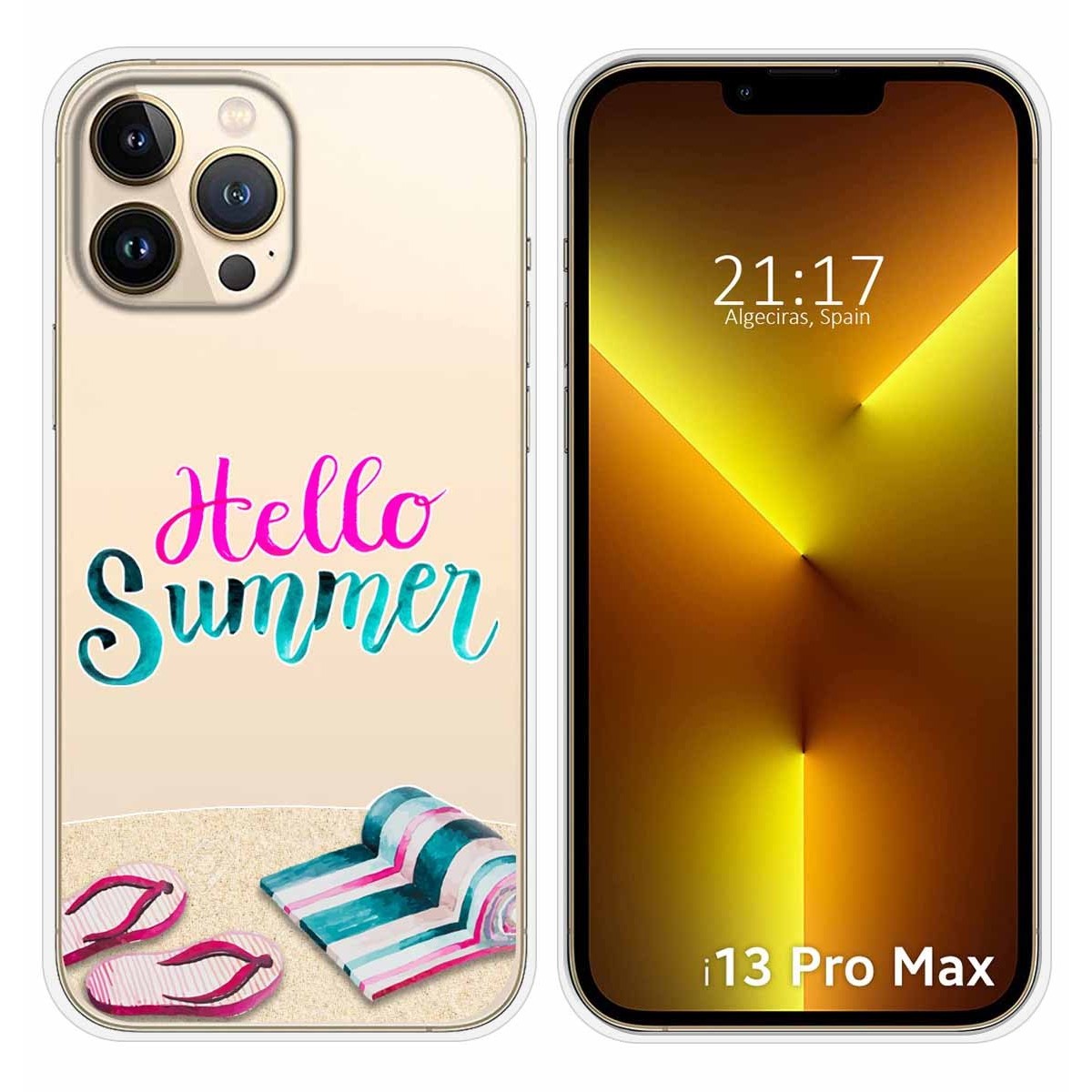 Funda Silicona Transparente compatible con iPhone 13 Pro Max (6.7) diseño Summer Dibujos