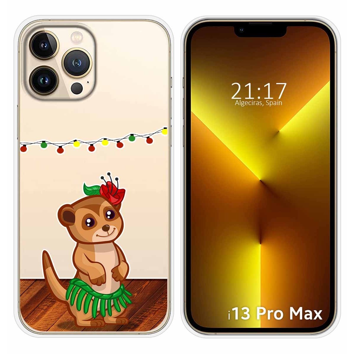 Funda Silicona Transparente compatible con iPhone 13 Pro Max (6.7) diseño Suricata Dibujos