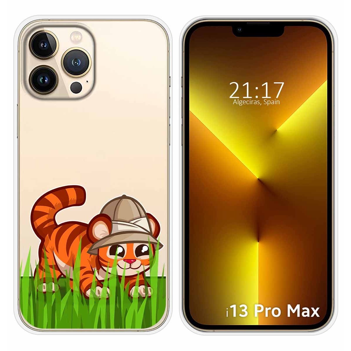 Funda Silicona Transparente compatible con iPhone 13 Pro Max (6.7) diseño Tigre Dibujos