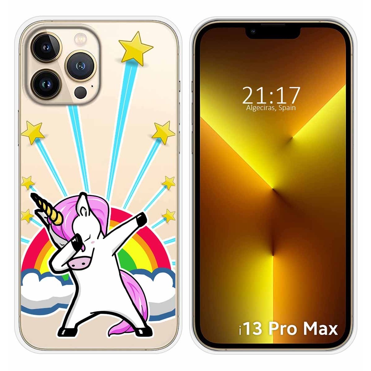 Funda Silicona Transparente compatible con iPhone 13 Pro Max (6.7) diseño Unicornio Dibujos