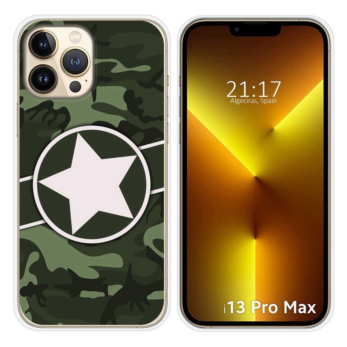 Funda Silicona compatible con iPhone 13 Pro Max (6.7) diseño Camuflaje 01 Dibujos