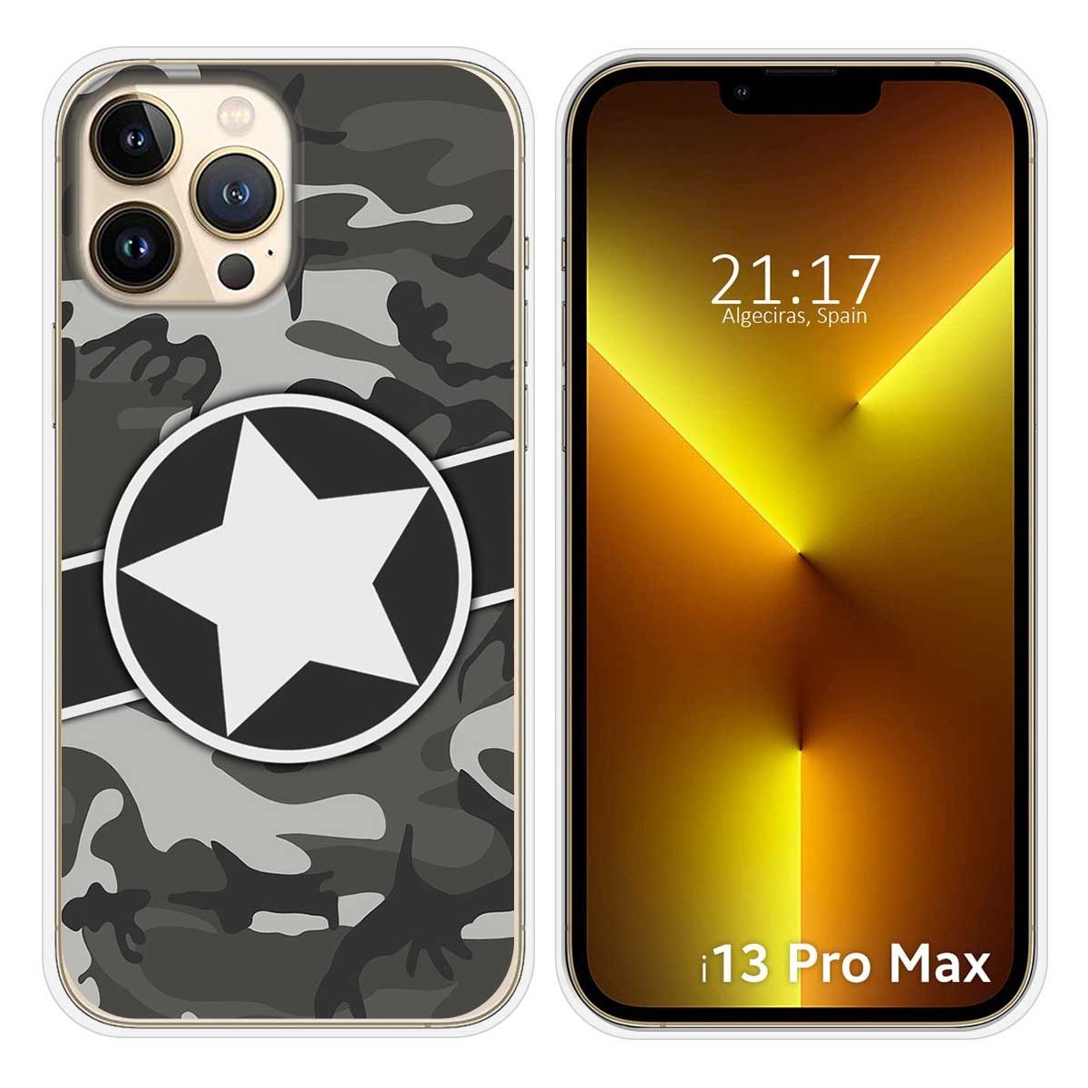 Funda Silicona compatible con iPhone 13 Pro Max (6.7) diseño Camuflaje 02 Dibujos