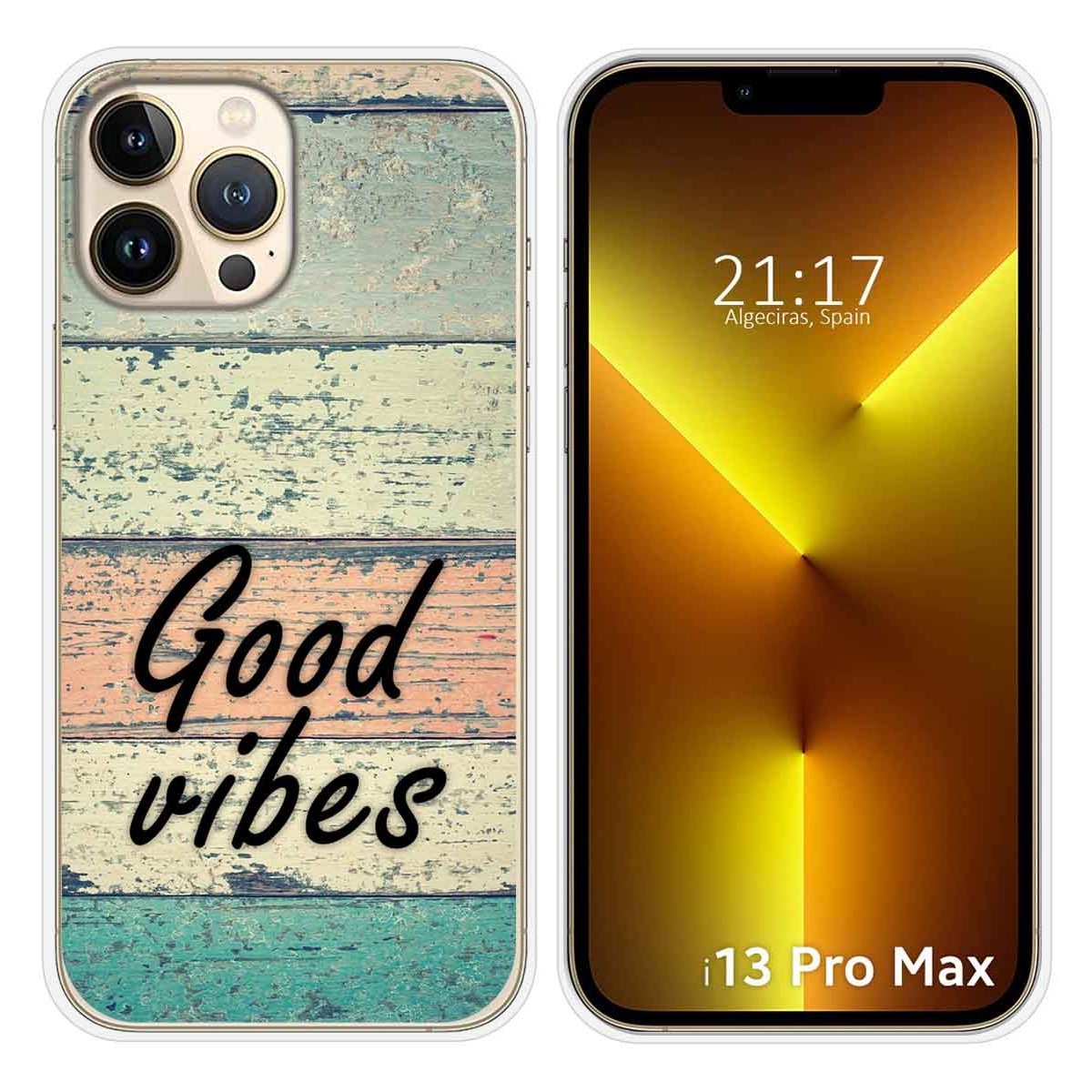 Funda Silicona compatible con iPhone 13 Pro Max (6.7) diseño Madera 01 Dibujos