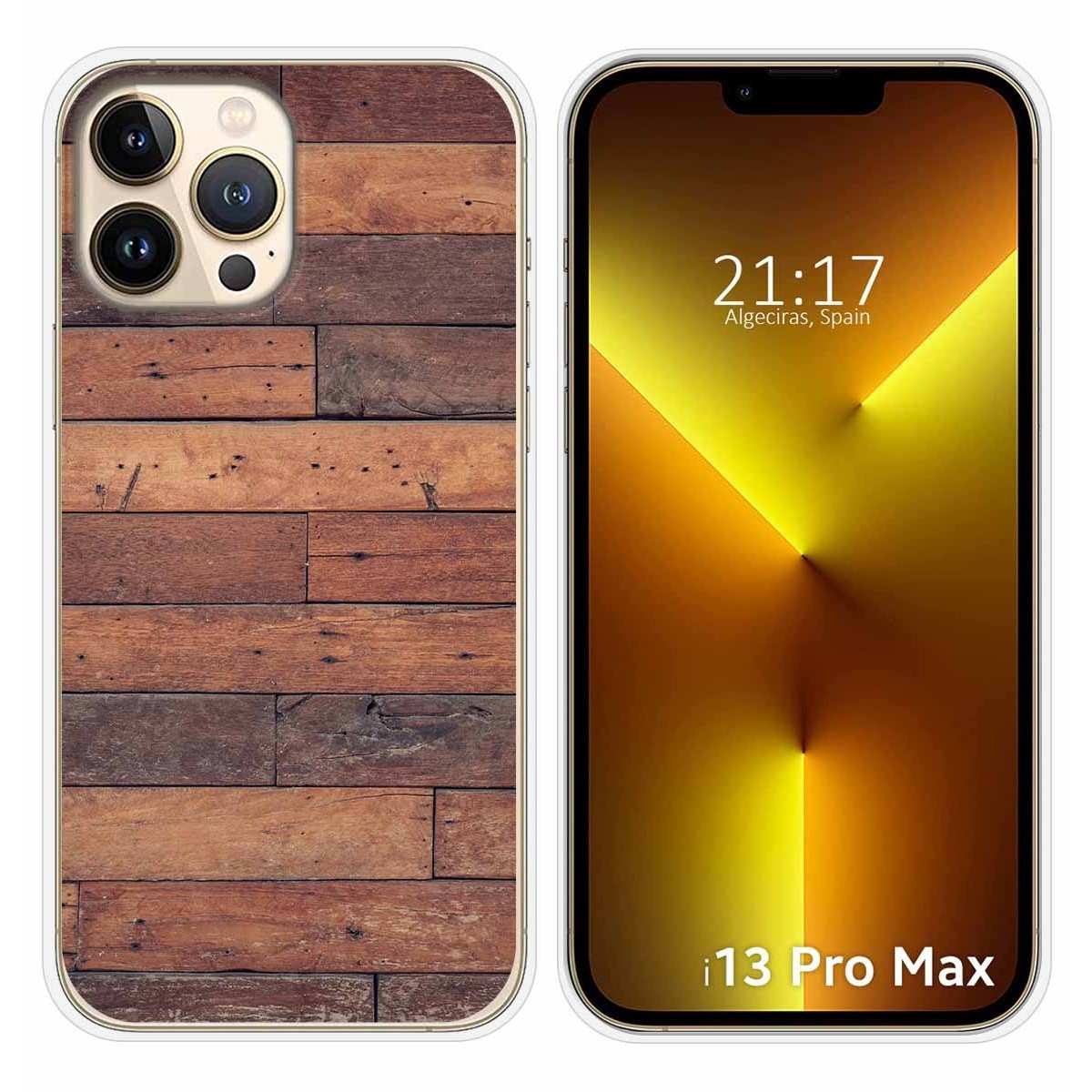 Funda Silicona compatible con iPhone 13 Pro Max (6.7) diseño Madera 03 Dibujos