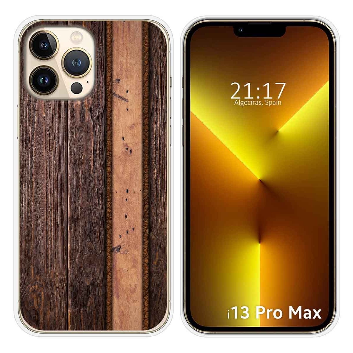 Funda Silicona compatible con iPhone 13 Pro Max (6.7) diseño Madera 05 Dibujos