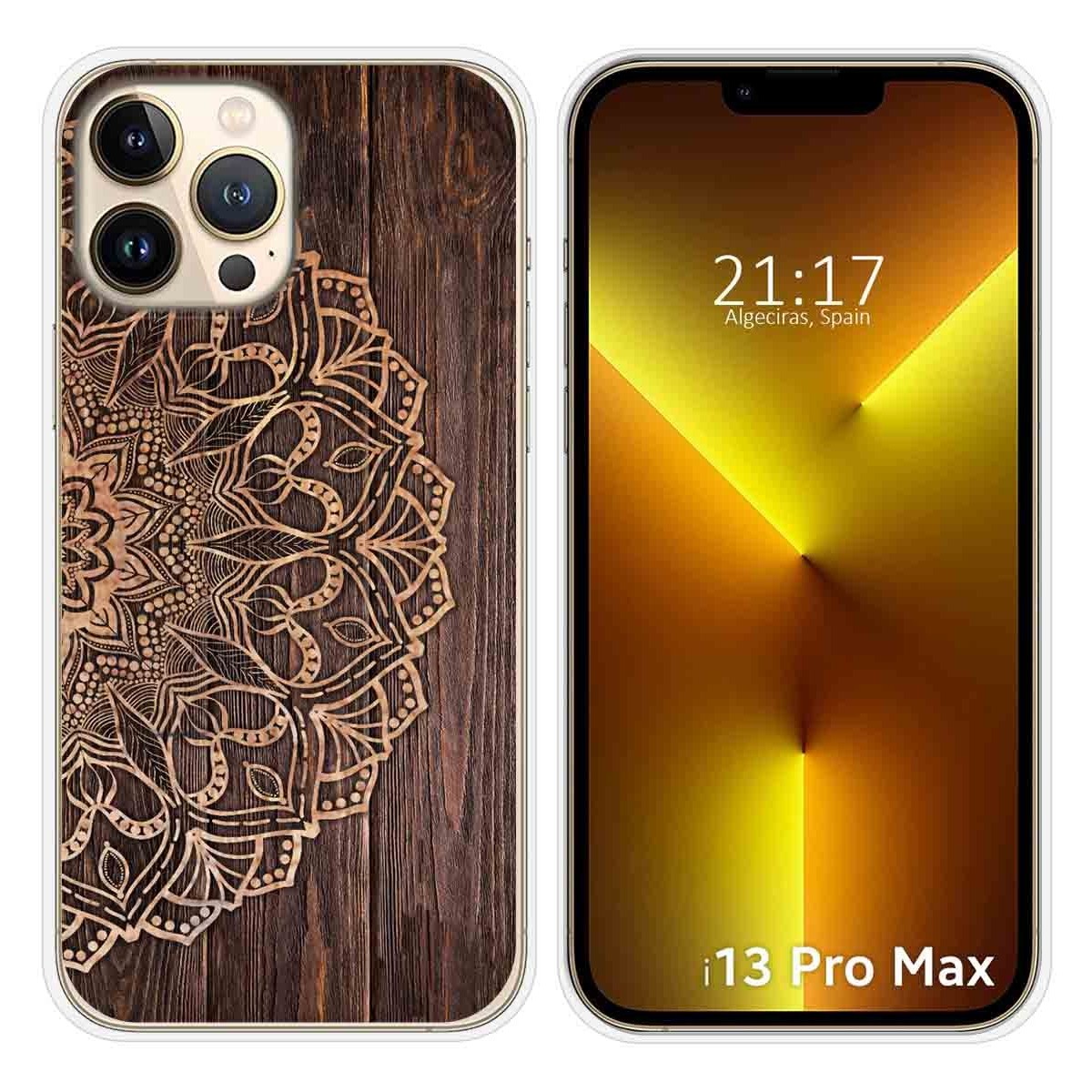 Funda Silicona compatible con iPhone 13 Pro Max (6.7) diseño Madera 06 Dibujos