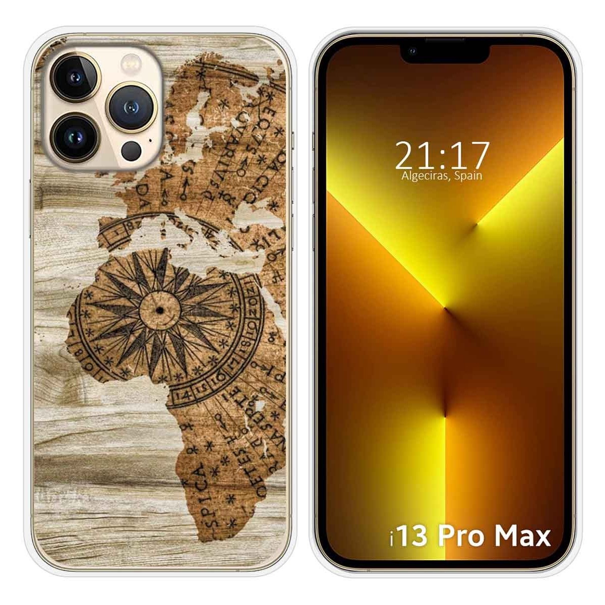 Funda Silicona compatible con iPhone 13 Pro Max (6.7) diseño Madera 07 Dibujos
