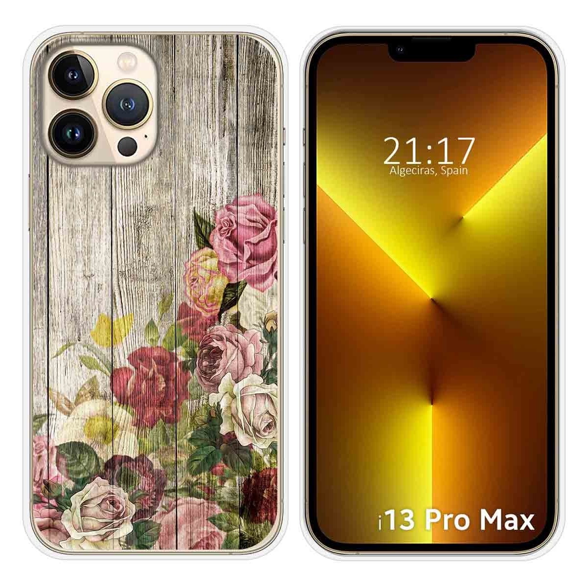 Funda Silicona compatible con iPhone 13 Pro Max (6.7) diseño Madera 08 Dibujos