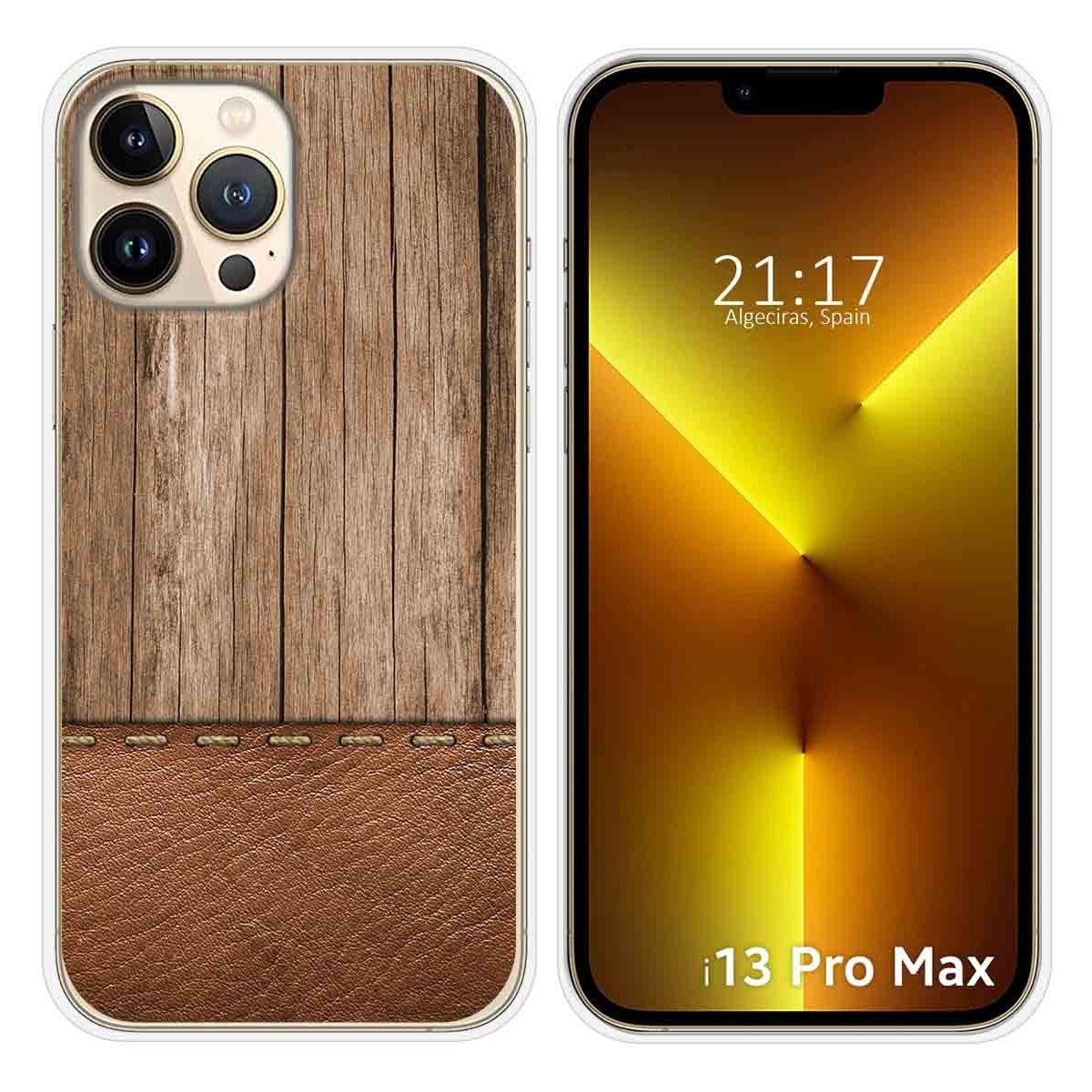 Funda Silicona compatible con iPhone 13 Pro Max (6.7) diseño Madera 09 Dibujos