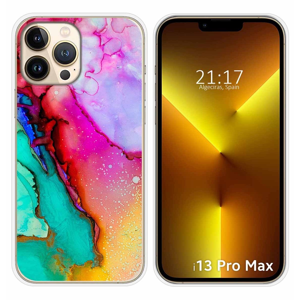 Funda Silicona compatible con iPhone 13 Pro Max (6.7) diseño Mármol 15 Dibujos