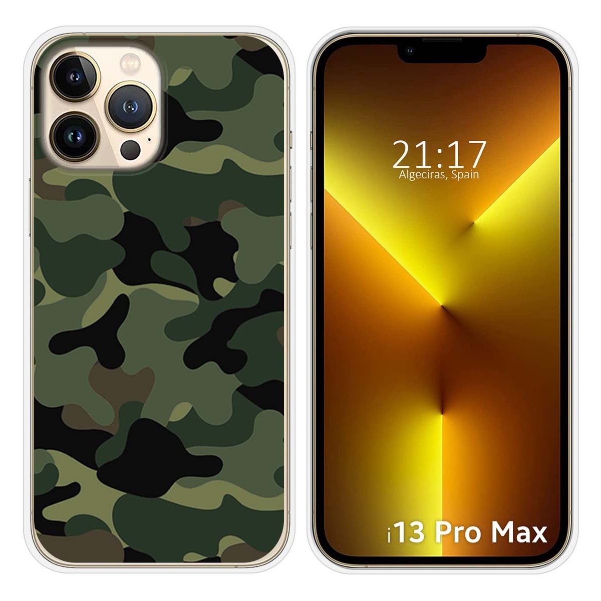 Funda Silicona compatible con iPhone 13 Pro Max (6.7) diseño Camuflaje Dibujos