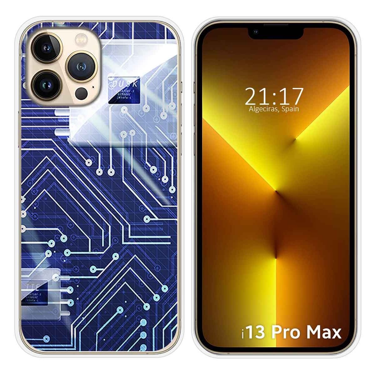 Funda Silicona compatible con iPhone 13 Pro Max (6.7) diseño Circuito Dibujos