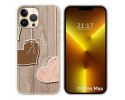 Funda Silicona compatible con iPhone 13 Pro Max (6.7) diseño Corazones Madera Dibujos