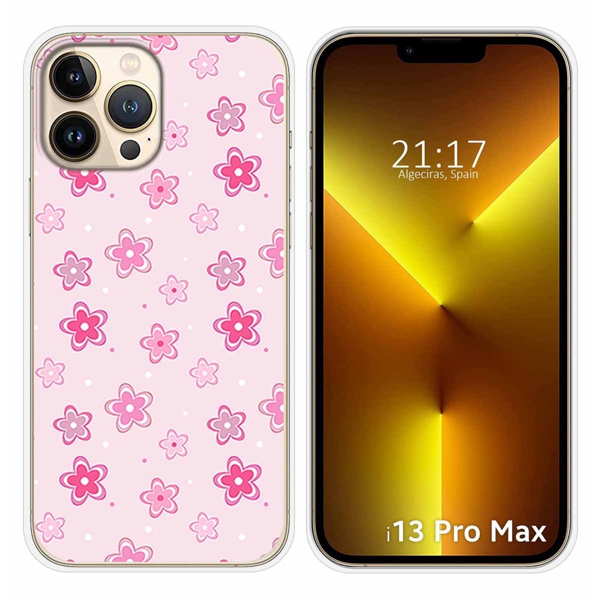 Funda Silicona compatible con iPhone 13 Pro Max (6.7) diseño Flores Dibujos