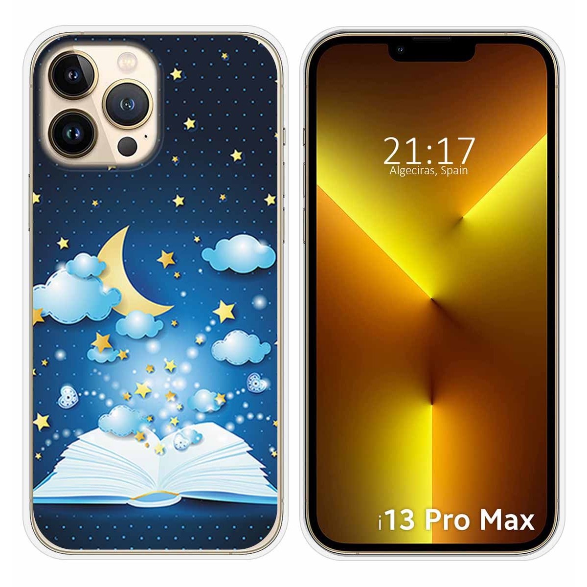 Funda Silicona compatible con iPhone 13 Pro Max (6.7) diseño Libro Cuentos Dibujos