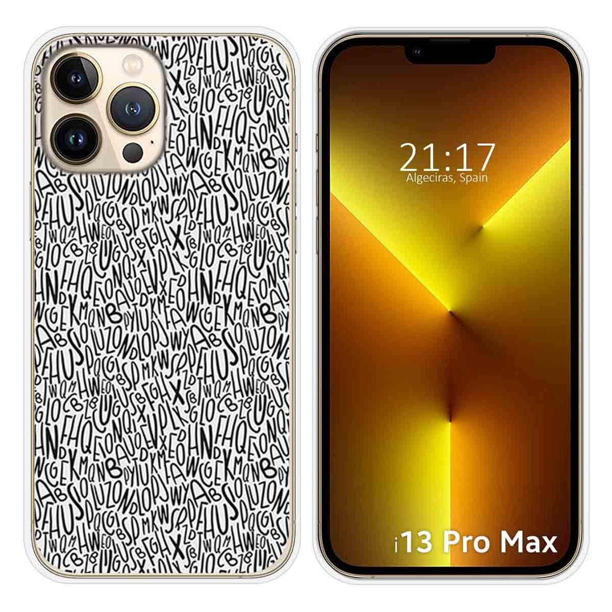 Funda Silicona compatible con iPhone 13 Pro Max (6.7) diseño Letras Dibujos