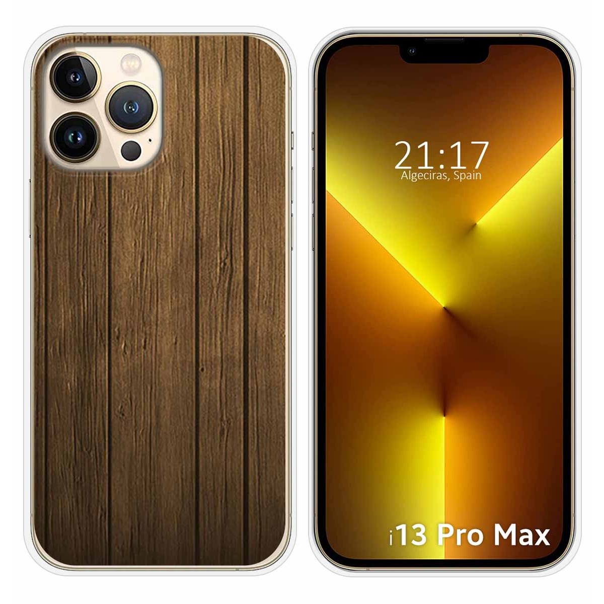 Funda Silicona compatible con iPhone 13 Pro Max (6.7) diseño Madera Dibujos