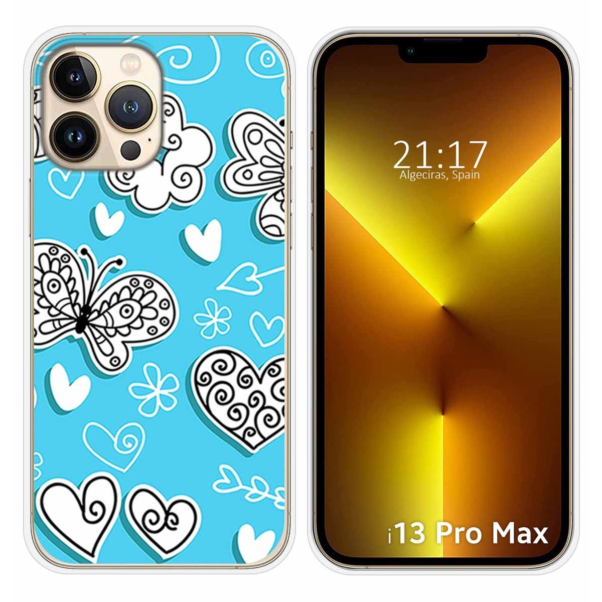Funda Silicona compatible con iPhone 13 Pro Max (6.7) diseño Mariposas Dibujos