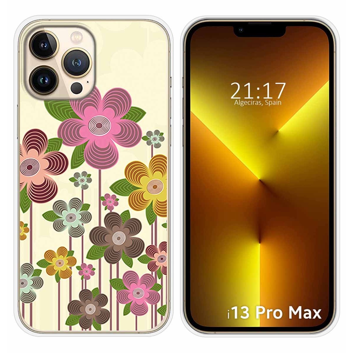 Funda Silicona compatible con iPhone 13 Pro Max (6.7) diseño Primavera En Flor Dibujos