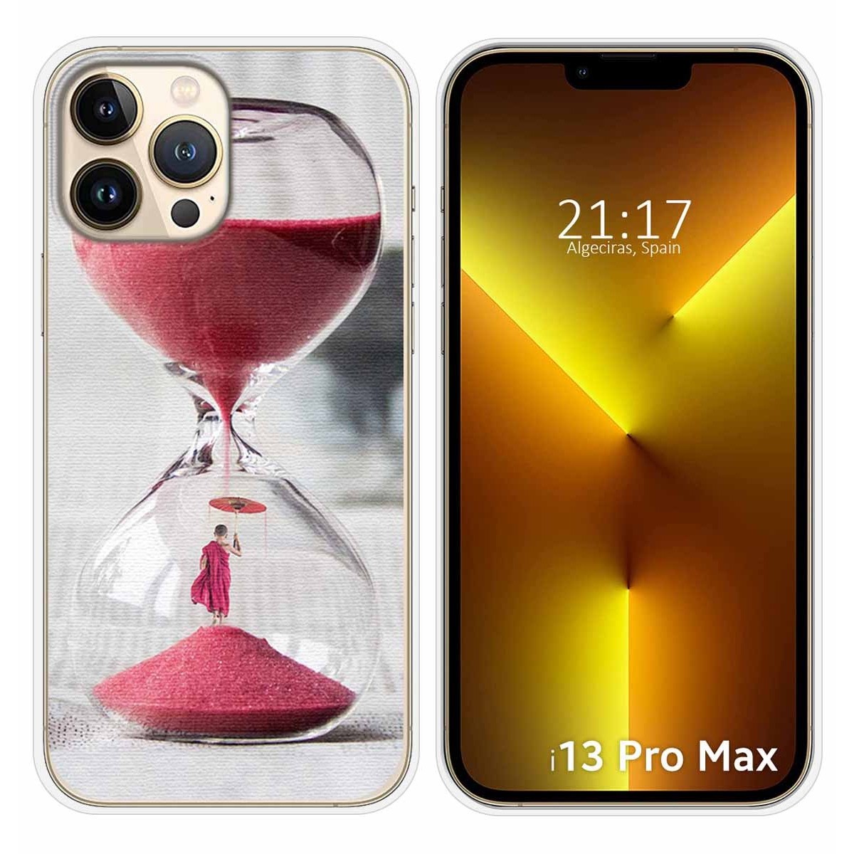 Funda Silicona compatible con iPhone 13 Pro Max (6.7) diseño Reloj Dibujos