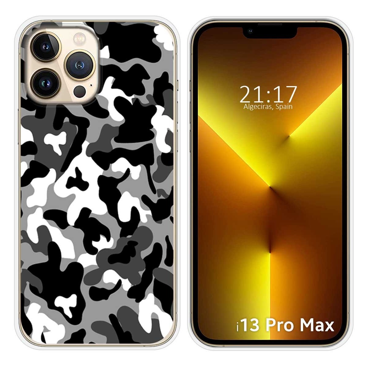 Funda Silicona compatible con iPhone 13 Pro Max (6.7) diseño Snow Camuflaje Dibujos