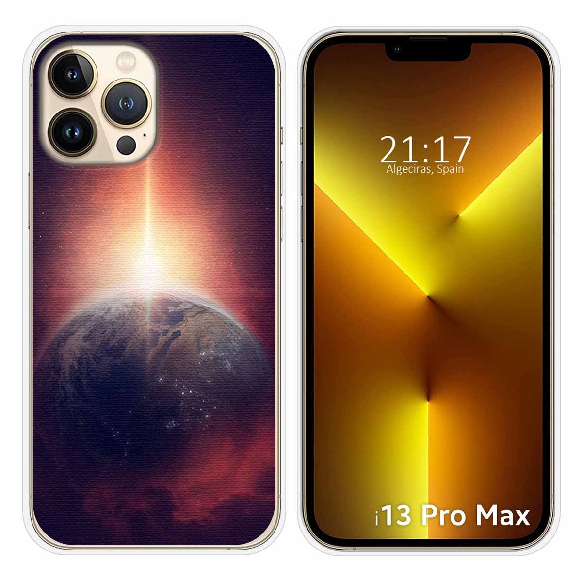 Funda Silicona compatible con iPhone 13 Pro Max (6.7) diseño Tierra Dibujos