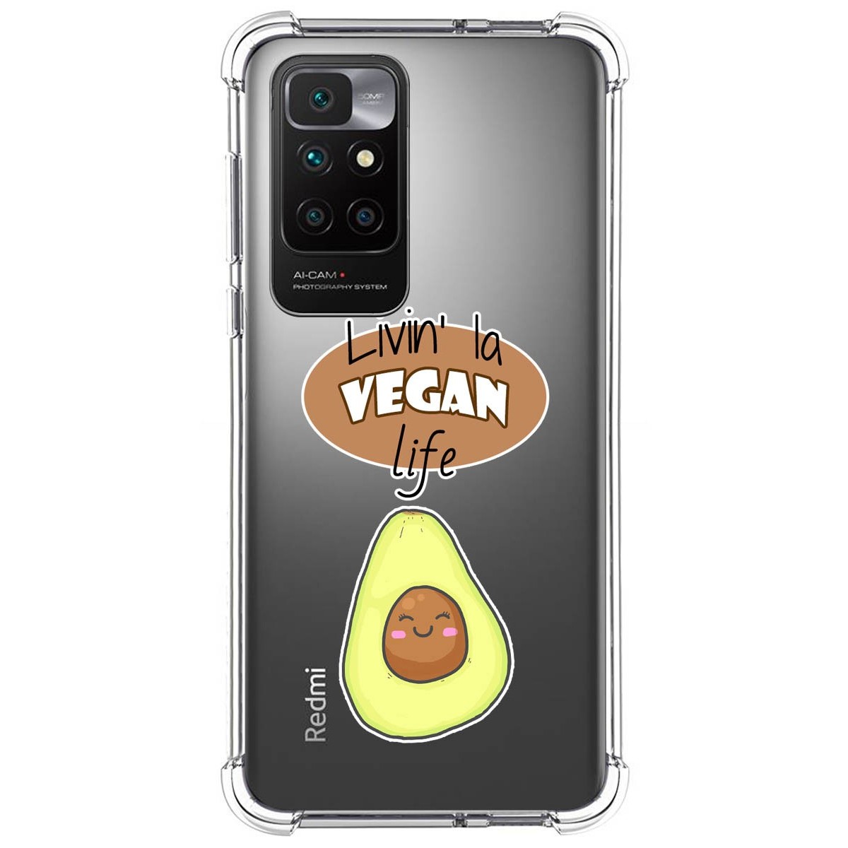 Funda Silicona Antigolpes para Xiaomi Redmi 10 (2021/2022) diseño Vegan Life Dibujos