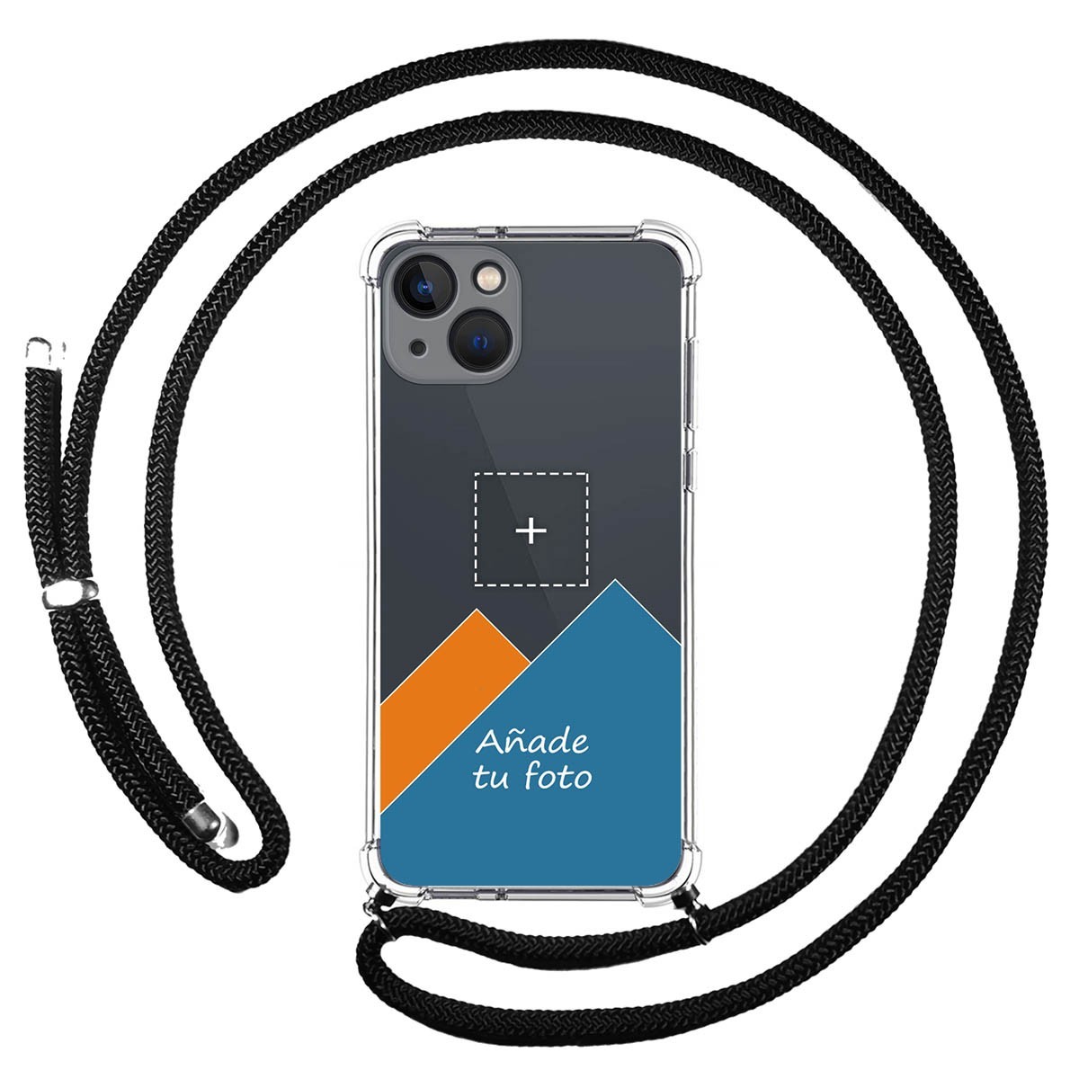Personaliza tu Funda Colgante Transparente compatible con Iphone 13 (6.1) con Cordon Negro Dibujo Personalizada