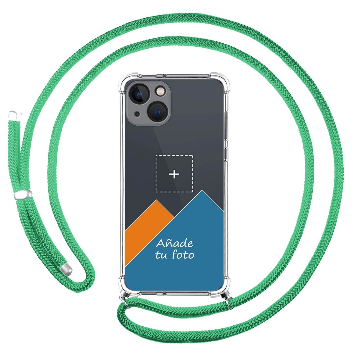 Personaliza tu Funda Colgante Transparente compatible con Iphone 13 (6.1) con Cordon Verde Agua Dibujo Personalizada
