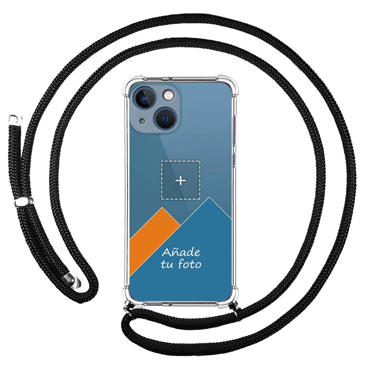 Personaliza tu Funda Colgante Transparente compatible con Iphone 13 Mini (5.4) con Cordon Negro Dibujo Personalizada