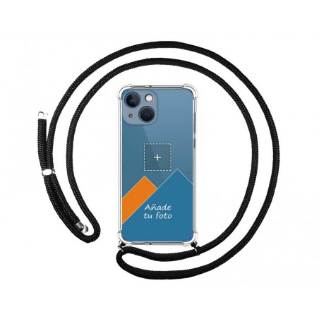 Personaliza tu Funda Colgante Transparente compatible con Iphone 13 Mini (5.4) con Cordon Negro Dibujo Personalizada
