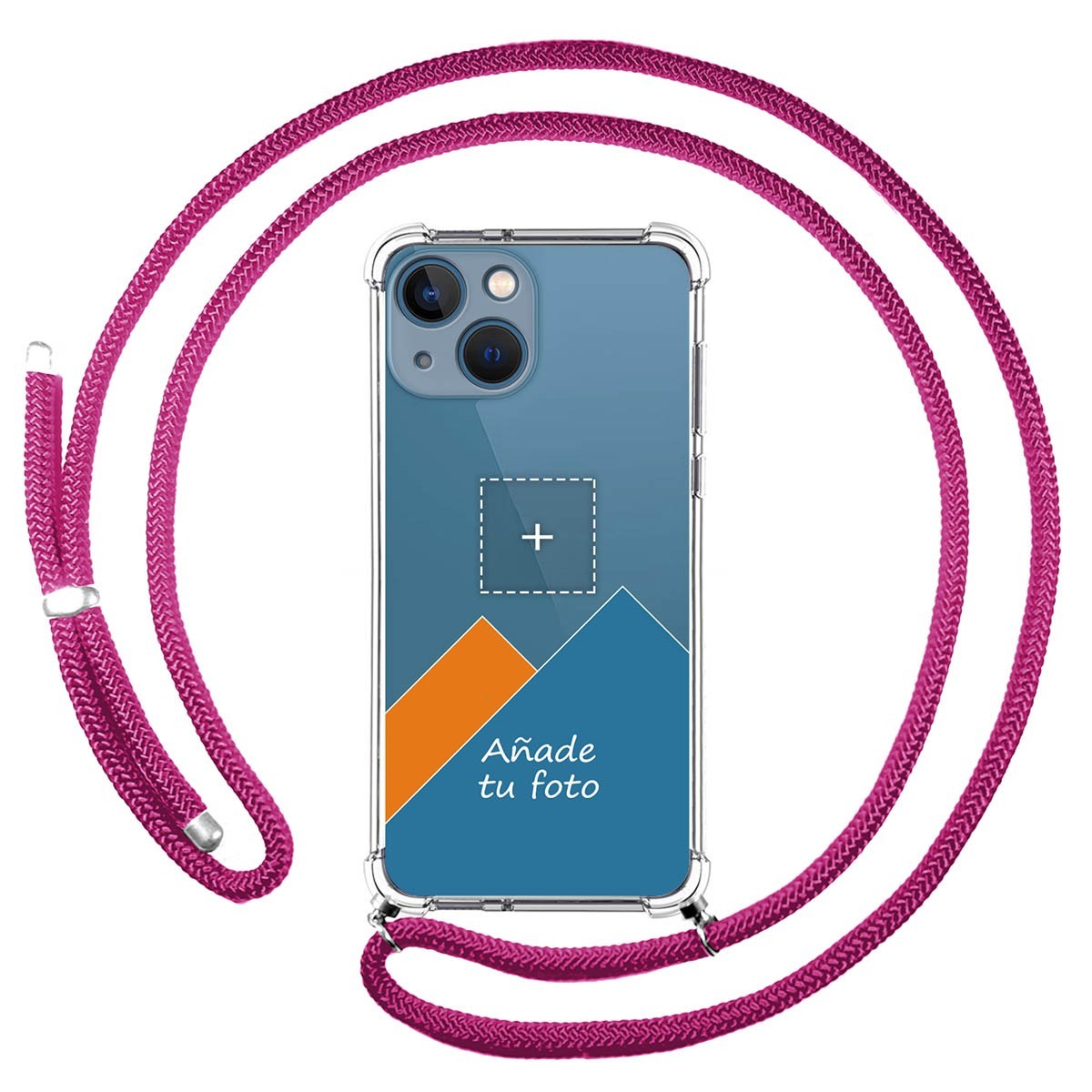 Personaliza tu Funda Colgante Transparente compatible con Iphone 13 Mini (5.4) con Cordon Rosa Fucsia Dibujo Personalizada