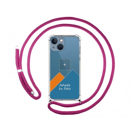 Personaliza tu Funda Colgante Transparente compatible con Iphone 13 Mini (5.4) con Cordon Rosa Fucsia Dibujo Personalizada