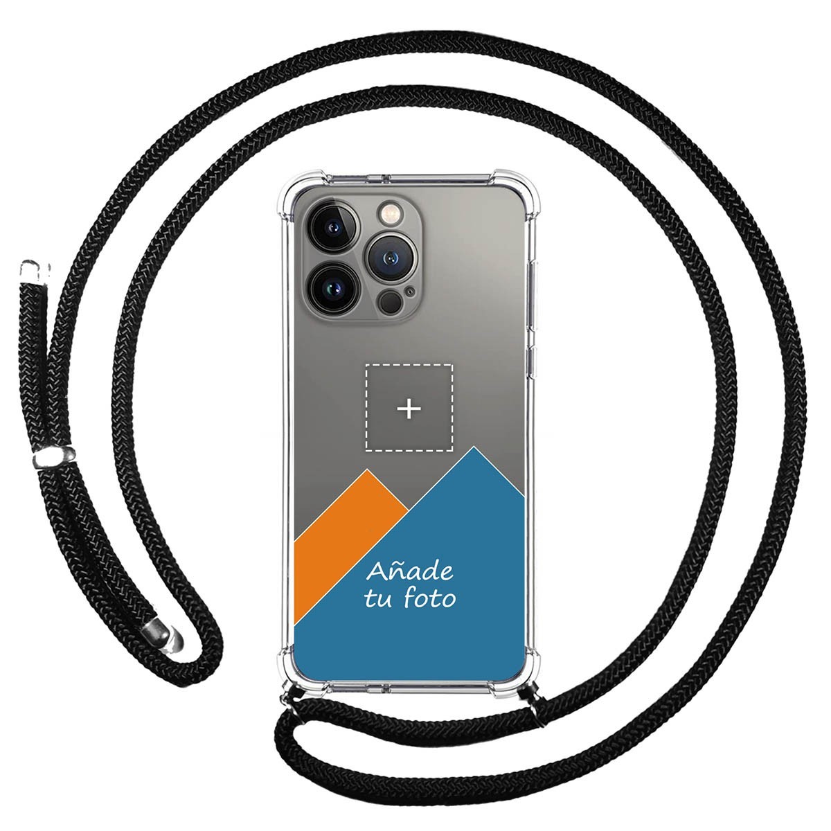 Personaliza tu Funda Colgante Transparente compatible con Iphone 13 Pro (6.1) con Cordon Negro Dibujo Personalizada