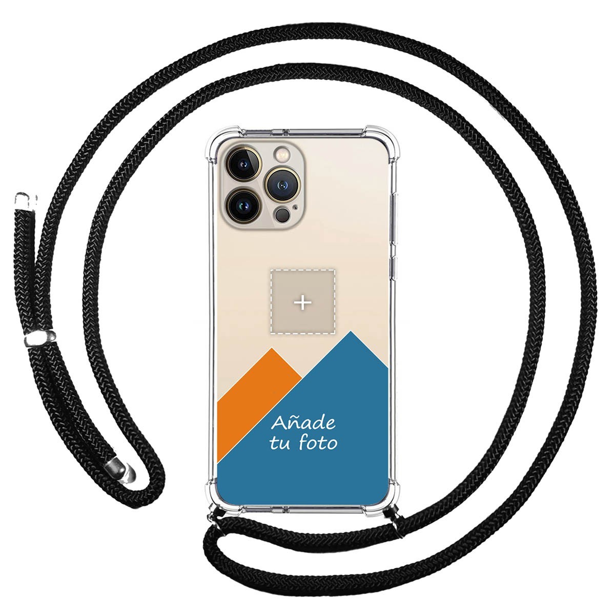 Personaliza tu Funda Colgante Transparente compatible con Iphone 13 Pro Max (6.7) con Cordon Negro Dibujo Personalizada