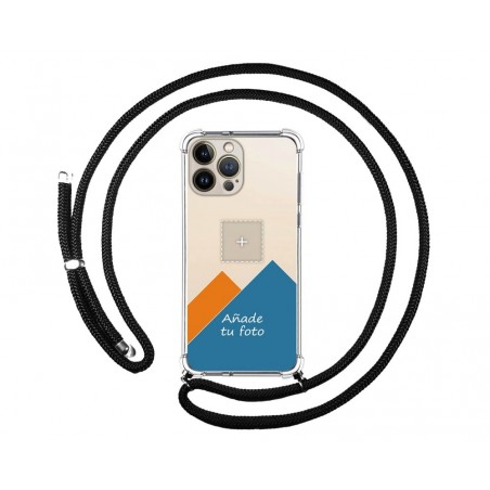 Personaliza tu Funda Colgante Transparente compatible con Iphone 13 Pro Max (6.7) con Cordon Negro Dibujo Personalizada