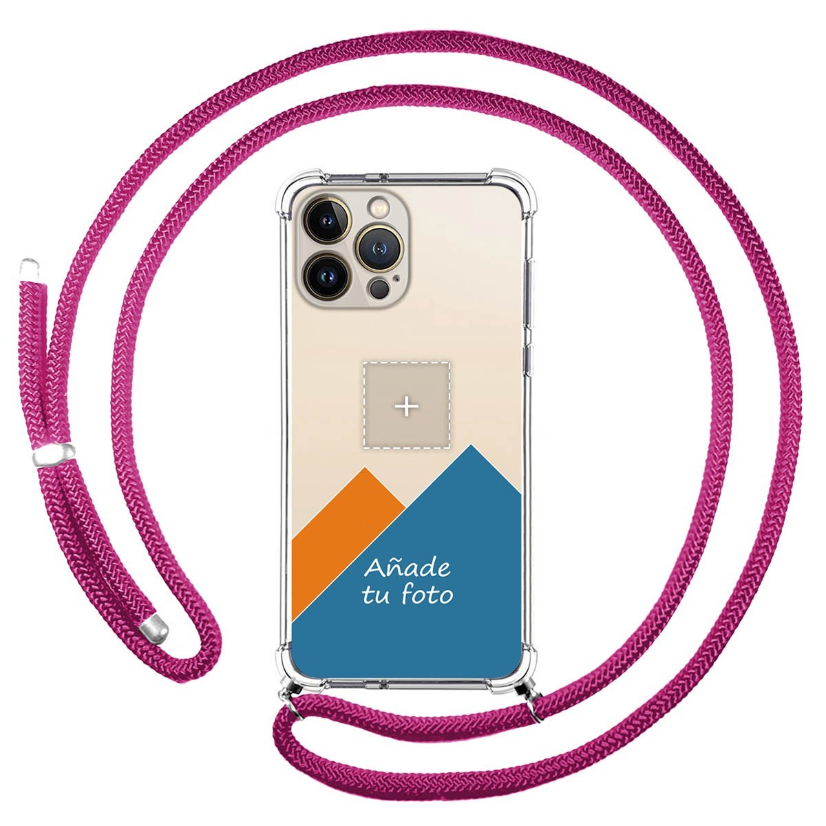 Personaliza tu Funda Colgante Transparente compatible con Iphone 13 Pro Max (6.7) con Cordon Rosa Fucsia Dibujo Personalizada