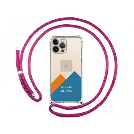 Personaliza tu Funda Colgante Transparente compatible con Iphone 13 Pro Max (6.7) con Cordon Rosa Fucsia Dibujo Personalizada