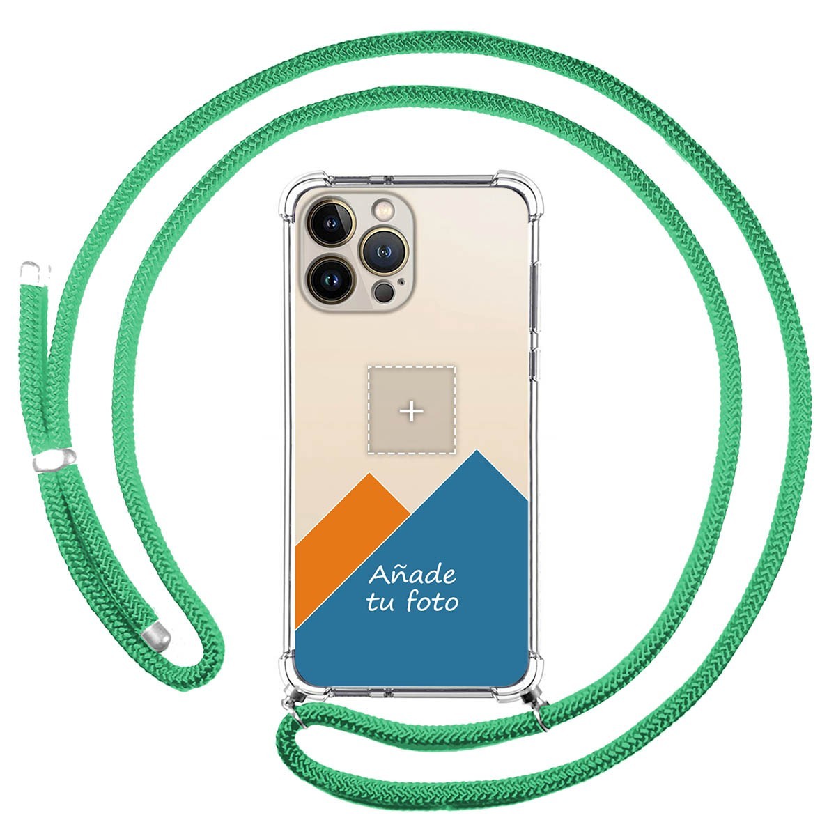 Personaliza tu Funda Colgante Transparente compatible con Iphone 13 Pro Max (6.7) con Cordon Verde Agua Dibujo Personalizada