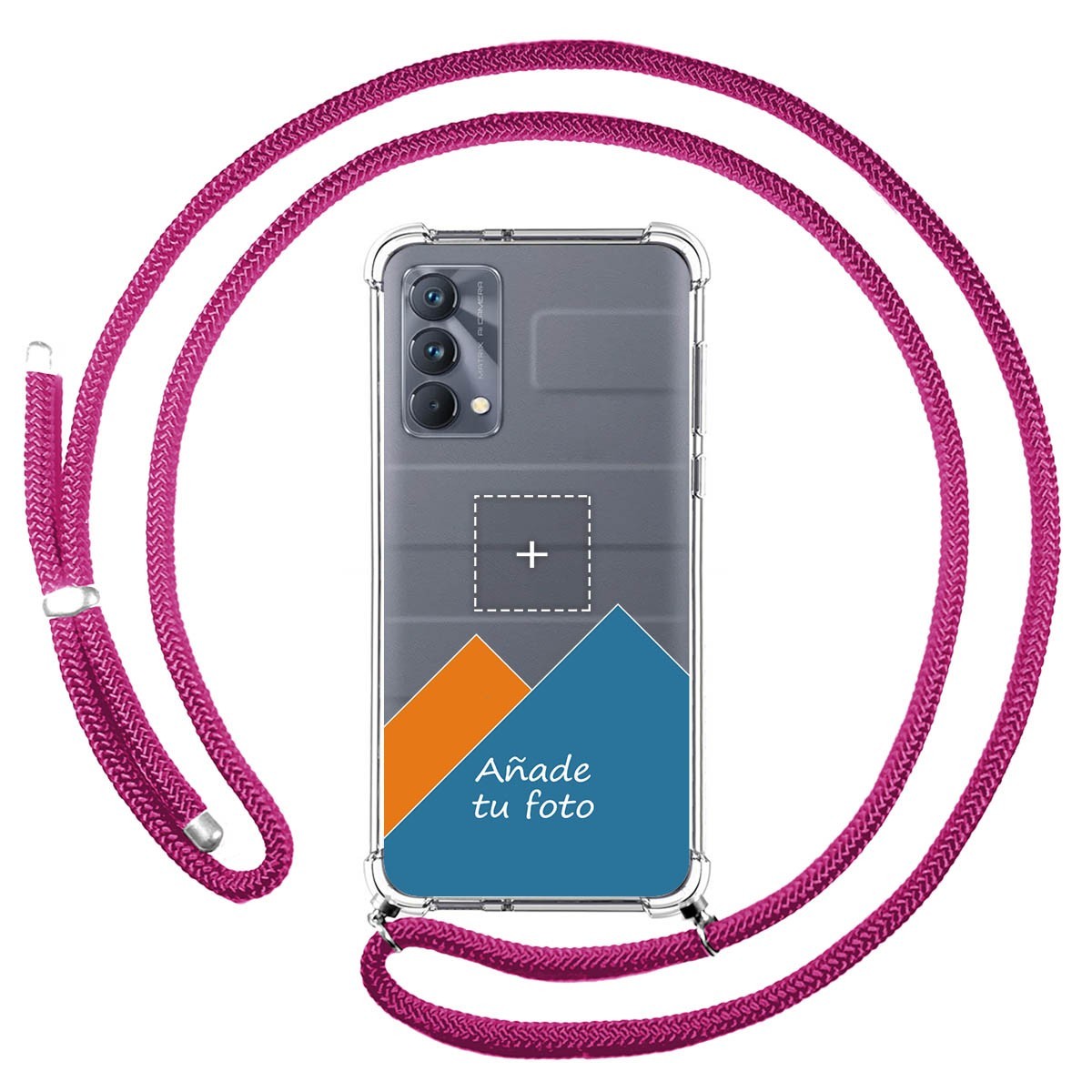 Personaliza tu Funda Colgante Transparente para Realme GT Master Edition con Cordon Rosa Fucsia Dibujo Personalizada