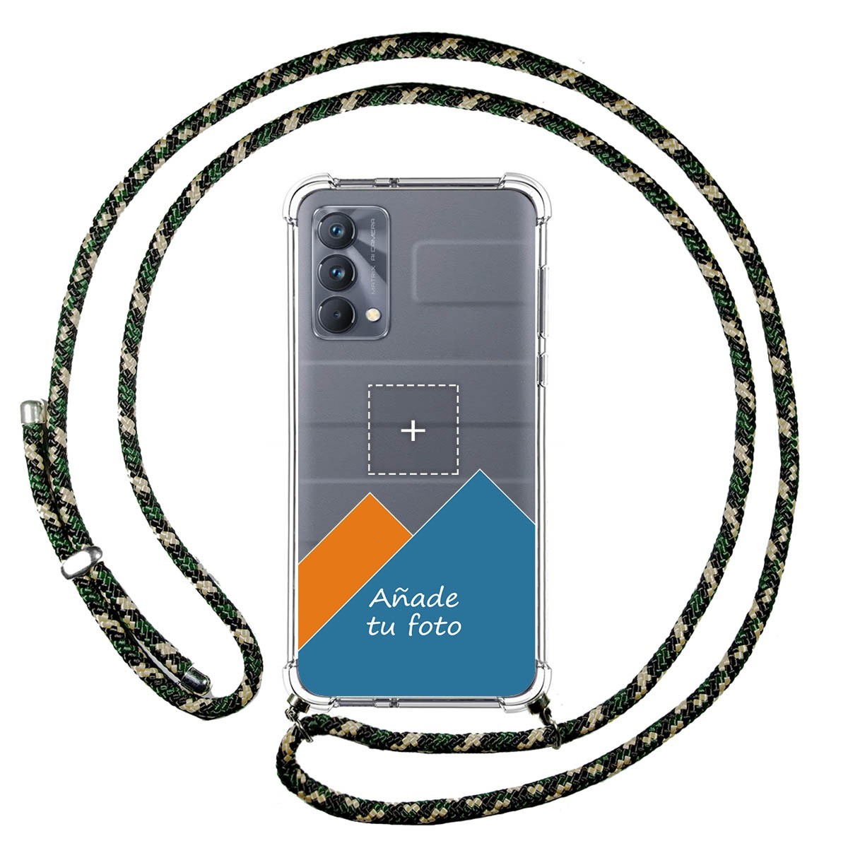Personaliza tu Funda Colgante Transparente para Realme GT Master Edition con Cordon Verde / Dorado Dibujo Personalizada