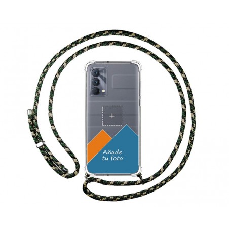 Personaliza tu Funda Colgante Transparente para Realme GT Master Edition con Cordon Verde / Dorado Dibujo Personalizada